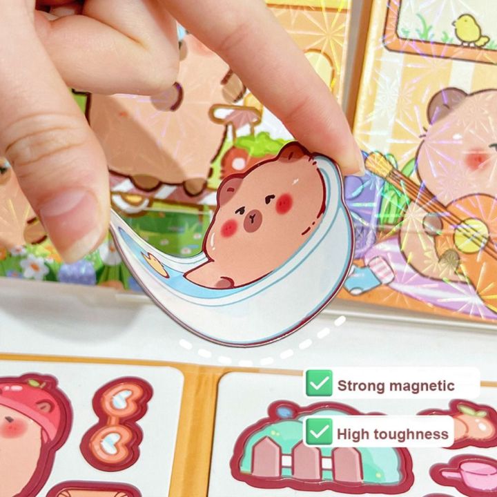 Cute%20Kawaii%20Capybara%20Toy%20Capybara%20Handmade%20Scene%20Sticker%20Book%20Repeatable%20Paste%20Cartoon%20Magnetic%20Quiet%20Book%20-%20Image%203