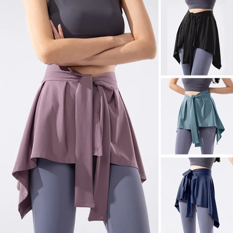 Women Tennis Self Tie Athletic Yoga Skirt Long Strap Hip Covering Bottoms Ballet Sports Wrap Short Skirts Cover Up Shawl Daraz .bd