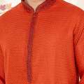 Lubnan Mens Regular Fit Indian Fabrics Orange Color Panjabi For Eid Collection. 