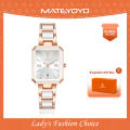 MATEYOYO Ladies Fashion Watch Retro Quartz Watch 30M Waterproof Watch Ceramics Thin Strap Watch Luxury Design Watch Wristwatch with Calender Ladies Clock Square Dial.