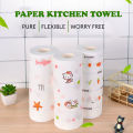 Locaupin 50 Sheets Printed Kitchen Paper Towel Roll Reusable Cleaning Dish Washable Oil and Water Absorbent Tissue. 