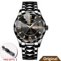 BINBOND 2521 Luxury Brand Luminous Quartz Watch For Men - Full Black Golden Dial. 