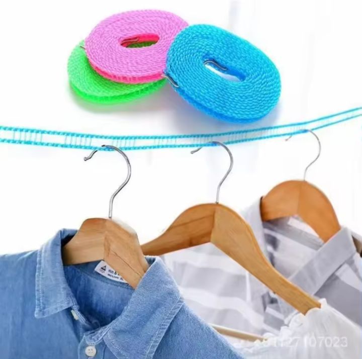 Hangar Rope 5M Clothes Drying Rope Wind Proof Fence-like Design Clothes Hanger Rope ...