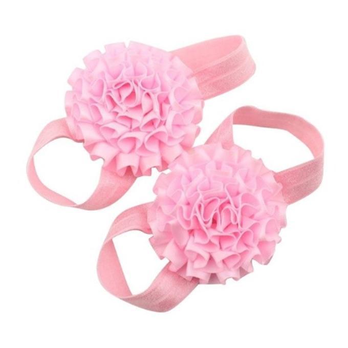 Pink Ribbon Bare Foot Sandal For Girls