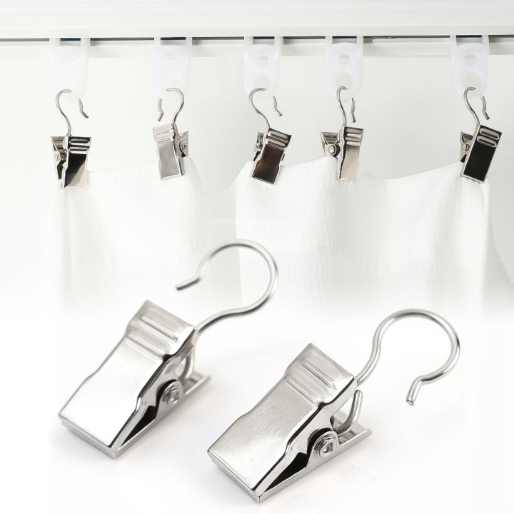 10Pcs Stainless Steel Curtain Clips with Hook Sturdy and Durable Window Curtain Hook Clips Home Window Accessories
