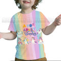 A for Adley T shirt summer unicorn rainbow 3D print children short-sleeved tops T-shirts fashion ice cream pattern tees clothes. 