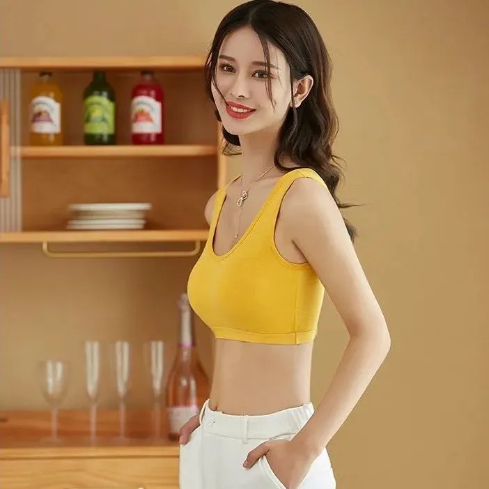 Pure%20Cotton%20One-Piece%20Chest%20Wrap%20Girl's%20Underwear%20Student%20Wireless%20Push%20up%20Tube%20Top%20Spaghetti%20Straps%20Exercise%20Vest%20New%20Bra%20-%20Image%207