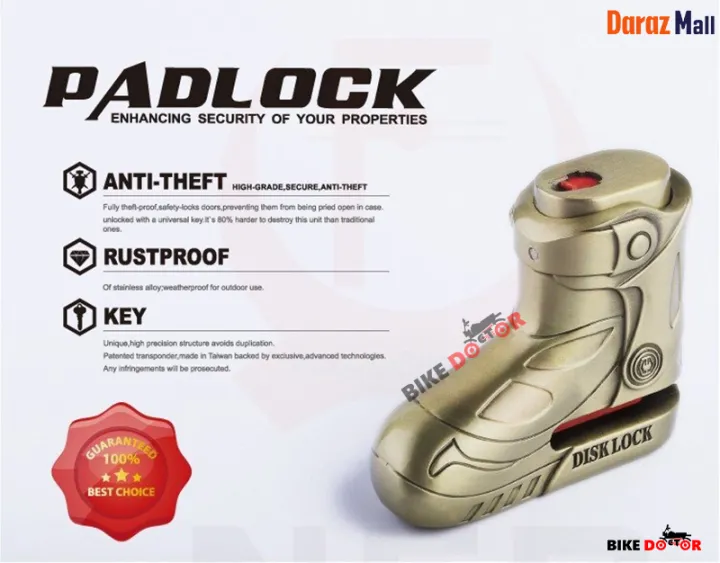 Shoe%20Shape%20Anti%20Theft%20Disc%20Brake%20Rustproof%20Rotor%20Lock%20(Antique%20Bronze%20Color)%201%20Piece%20with%203%20Key%20-%20Image%204