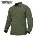 TACVASEN Men's Tactical Shirts Summer Lightweight Quick Drying Shirts Hiking Nylon Shirts Long Sleeve Outdoor Work Cargo Shirts. 