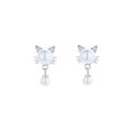Ancient cat Ning super cute cats small cat earrings girly cute kitten pearl stud earrings drop design. 
