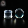 KUBOOZ Fashion Transparent Glass Colorful Ear Piercing Plugs Gauges Expanders Body Jewelry Earring Tunnels Stretchers 2PCS.