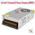 Power Supply 24 Volt 10 Amp 240 watt Metal case AC DC Regulated Switching Adapter for cctv / led lights & more. 
