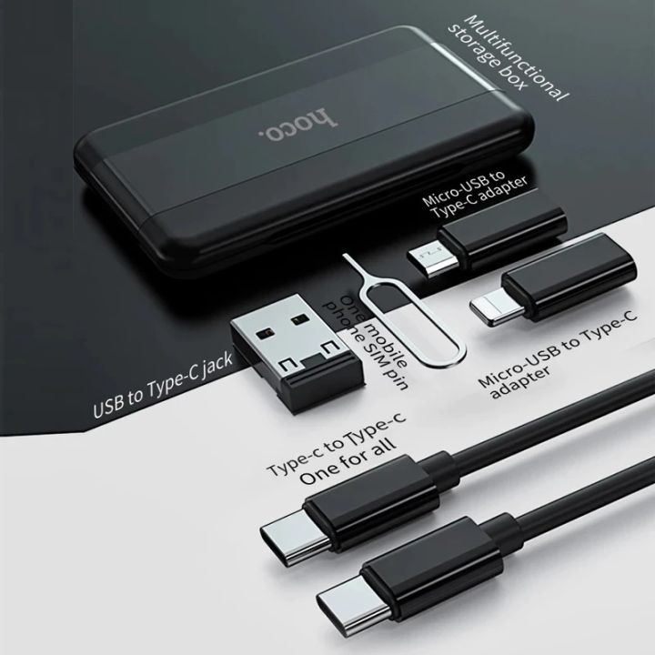 Hoco%20U86%206%20in%201%20Multifunctional%20Phone%20Charge%20Cable%20Kit%20For%20iPhone%2013%2011%2012%20Pro%20Max%20Micro%20USB%20Cable%20Type%20C%20Adapter%20Fast%20Charger%20Cable%20-%20Image%203