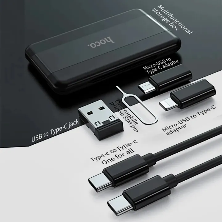 Hoco%20U86%206%20in%201%20Multifunctional%20Phone%20Charge%20Cable%20Kit%20For%20iPhone%2013%2011%2012%20Pro%20Max%20Micro%20USB%20Cable%20Type%20C%20Adapter%20Fast%20Charger%20Cable%20-%20Image%203