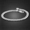 100% 925 Sterling Silver Cuban Link Chain Bracelet Men 3MM 4MM 5MM 6.3. 