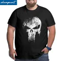 Punisher Skeleton Skull T Shirt Men 100% Cotton Amazing T-Shirt Crew Neck Big Tall Tees Short Sleeve Clothes Large 4XL 5XL 6XL. 