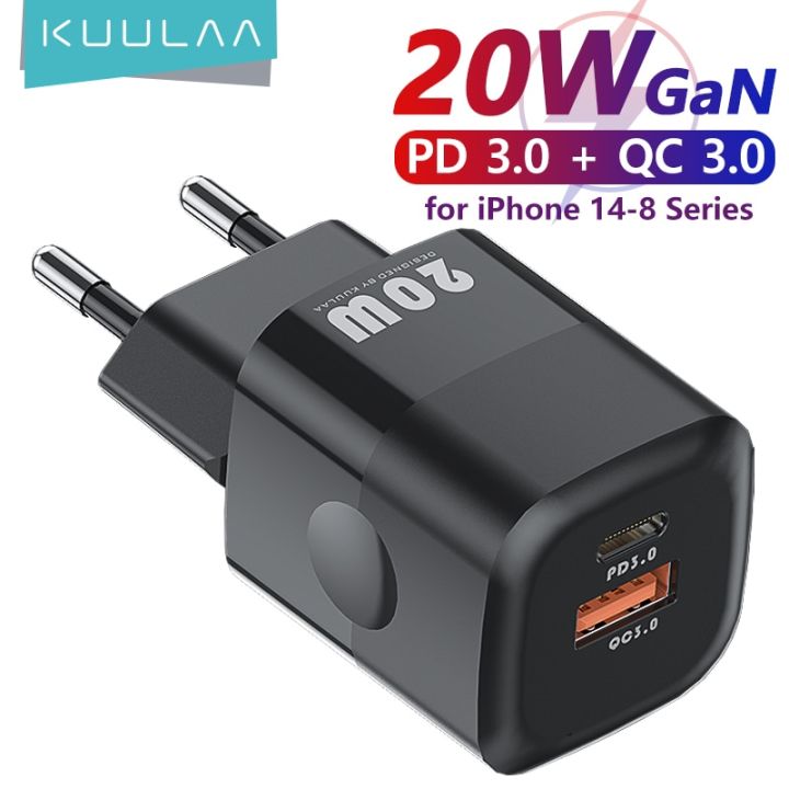 KUULAA 20W GaN PD USB C Charger for iPhone 14 13 12 11 Pro Max m fashionini SE Phone QC 3.0 PD 3.0 USB Type C Fast Charging for iPad Air