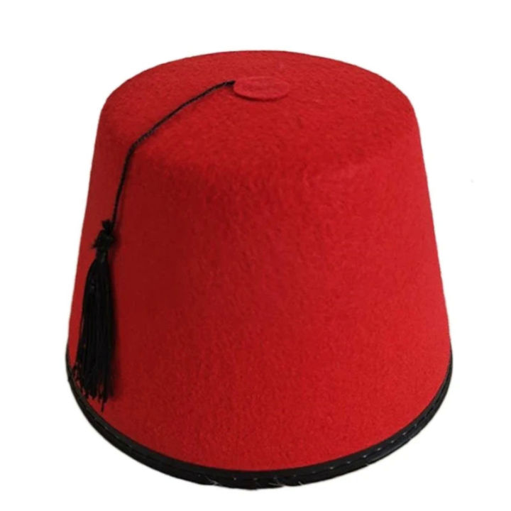 Red Fez Hat Traditional Moroccan Hat Tarboosh Hat Beanie Cap Flat Top Hat Soft Comfortable Universal Ottoman Turkish Hat Dislikelike
