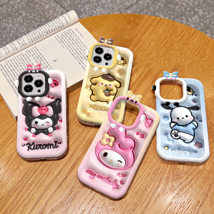 FELMYST for OPPO A17 A17K Back Cover Cartoon Cute Kuromi Melody Print Monster Lens Phone Case