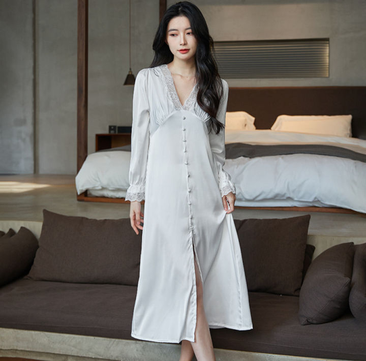 Ladies%20High%20Quality%20Sexy%20V-neck%20Long%20Sleeve%20night%20drees%20-%20Image%203