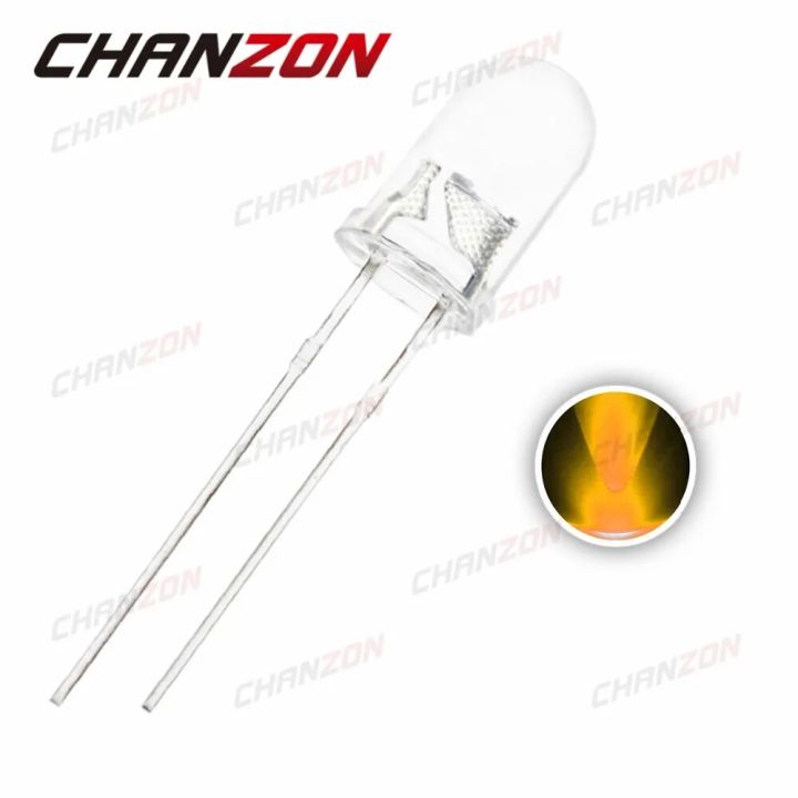 【Daily Necessities For Anyone Store】100pcs Yellow LED 5mm Round Ultra Bright LED Light Emitting Diode Lamp Water Clear 20mA 5 mm Through Hole Bulb