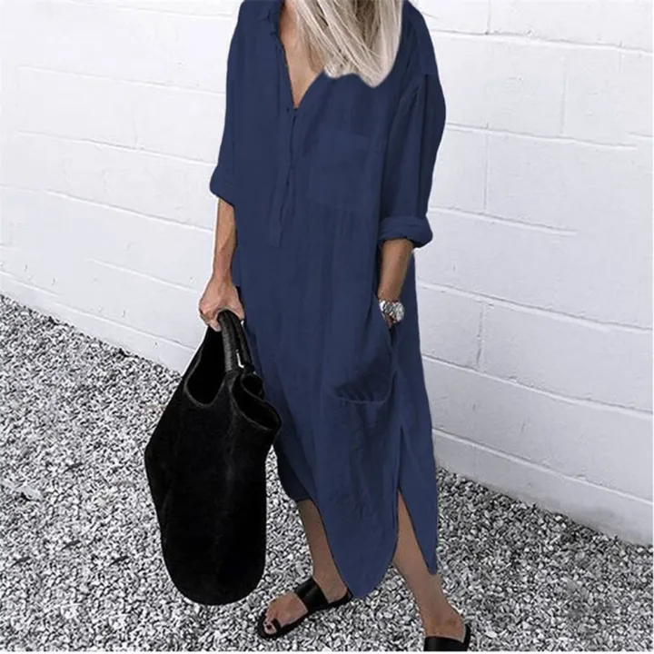 Versatile%20Womens%20Dress%20Elegant%20Lightweight%20Loose-Fitting%20Cotton%20Linen%20Dress%20Comfortable%20Breathable%20Maxi%20Shirt%20Dress%20for%20Beach%20Vacation%20Weekend%20Outing%20Daily%20Wear%20Maternity%20Dress%20Outdoor%20Activities%20-%20Image%204