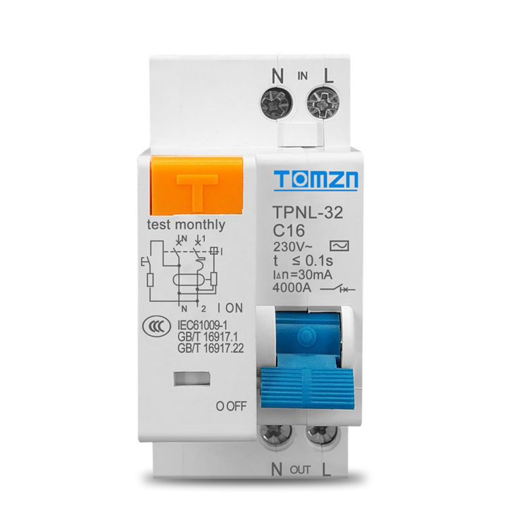 Salvavita Riarmo Automatico TPNL 230V 1P+N – RCBO Con Protezione Da Sovracorrente E Cortocircuito, 25A, Per Impianti Solari E DC