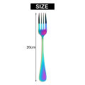 Stainless Steel Table Forks Set, 6Pcs Rainbow Color Stainless Steel Tableware Cutlery Dinnerware Set Dishwasher Safe, Fork(20cm/7.87 inch).