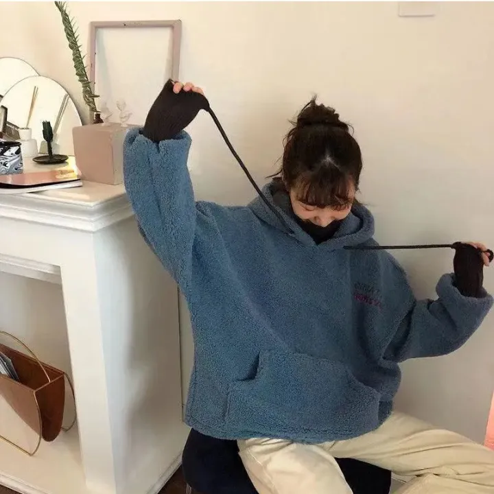 Imitation%20Lamb%20Wool%20Thickened%20Sweater%20Autumn%20and%20Winter%20New%20Schoolgirl%20Hooded%20Coat%20Korean%20Style%20Loose%20False%20Two%20Pieces%20Top%20-%20Image%205