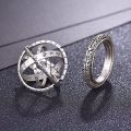 Vintage Astronomical Ball Alloy Ring for Women and Men Creative Complex Rotating Cosmic Ring Deformable Rotating Sphere Ring Nec. 