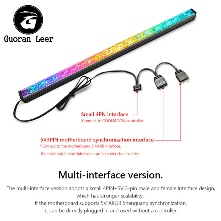 COOLMOON ARGB LED Strip Light With 5V 3Pin Small 4Pin Header Changing Light Speed DIY Lamp Bar Light Strip For PC Computer Case Chassis