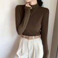 Half Turtleneck Double-Sided Dralon Bottoming Shirt Women's Autumn and Winter Western Style Inner Wear Solid Color with Fur Thick Warm Long Sleeves Top.