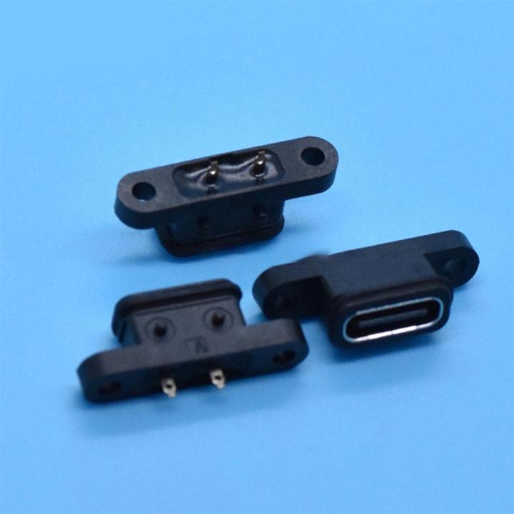 2pcs TYPEC 2Pin Waterproof Female USB C Socket Port Hole Fast Charge Interface BDM
