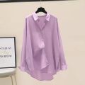 2023 Autumn Women's Wear Tencel Cotton Loose Relaxed Sunscreen Shirt Korean Edition Solid Color Versatile Drop Long Sleeve Top.