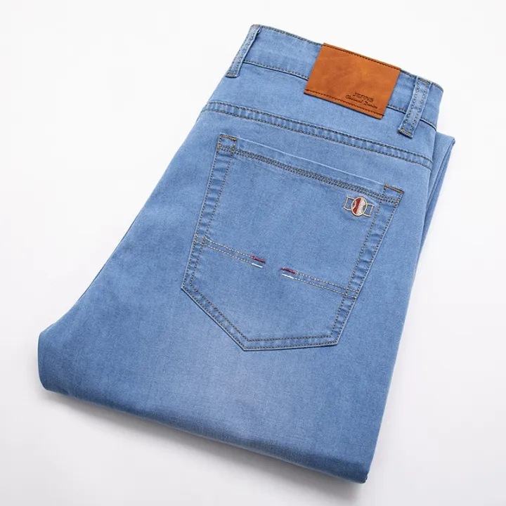 Men's%20Straight%20Cut%20Jeans%20Summer%20Loose%20Pants%20Light%20Blue%20Straight%20Leg%20Pants%20Fit%20Male%20Vintage%20Large%20Size%2044%20Business%20Denim%20Trousers%20-%20Image%206