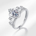 Platinum Plated Full Zircon Sparkling Wedding Crown Bridal Ring for Women Crown Micropaved Diamond Engagement Ring.