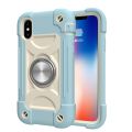 For iPhone XS Max Shockproof Silicone + PC Protective Case with Dual-Ring Holder. 