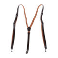 Coffee Faux Leather Adjustable Band Suspenders Braces. 