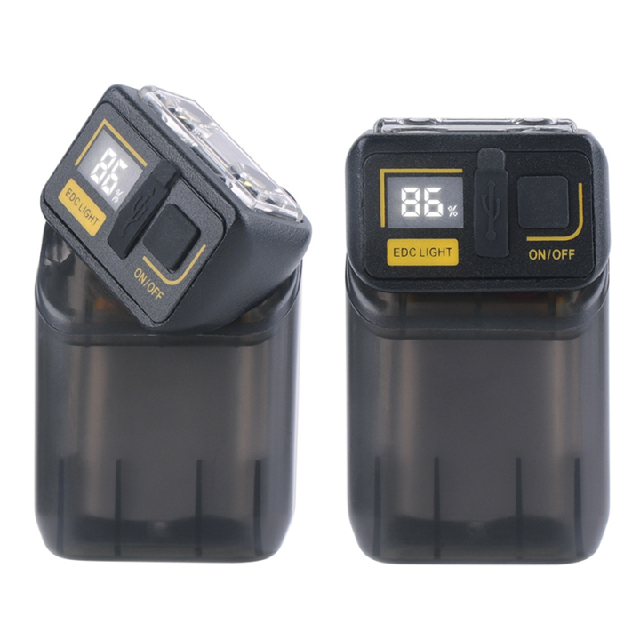 2PCS Rotatable LED Flashlight 380LM Portable Keychain Torch Type-C