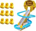 9 Piece Nextake Duck Slide Toys Set Products Fun Automatic Stairs-Climming Duckling Cartoon Race Track Small Beautiful Pongwin Slide Toys Lights. 