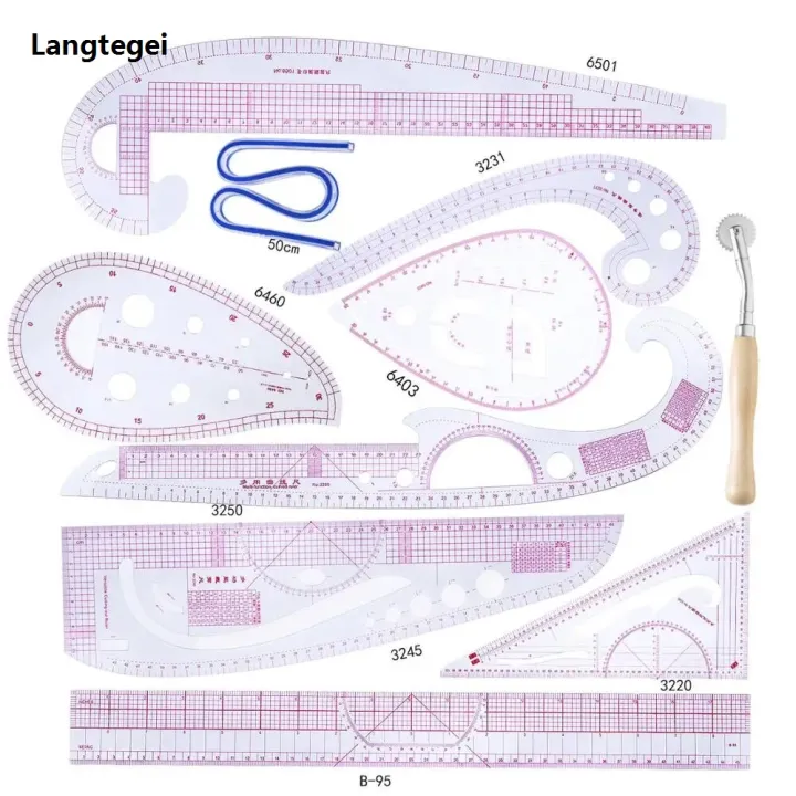 13Pcs Ruler Tailor Measuring Kit Clear Sewing Drawing Ruler Yardstick ...