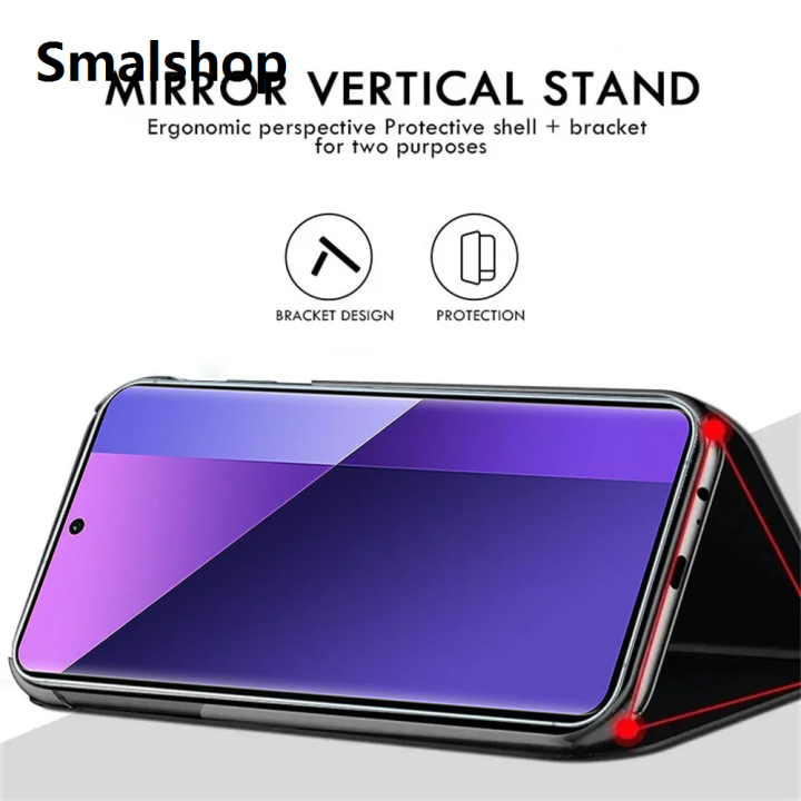 Smalshop%20Mirror%20Flip%20Phone%20Case%20For%20Xiaomi%20Redmi%20Note%2013%2014%2012%2011%2010%209%20Pro%20Plus%204G%205G%20Shockproof%20Kickstand%20Leather%20Protective%20Cover%20Funda%20-%20Image%204