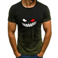 Men's Devil Smiling Face Printed Short Sleeved T-shirt, Casual Top, Summer Street Clothing, Fashion. 