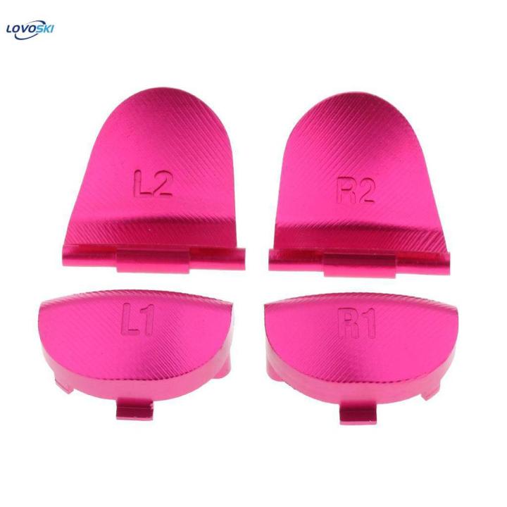 2X Full Aluminum Buttons for PS4 Controller, Metal L1 R1 L2 R2 Buttons for