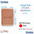 Veroboard 7x9cm 24*28 672 hole Dot Type individual Hole Circuit Board Single Side DIY PCB Universal Plate. 