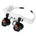 KOGEEK Warm and Cold Led Light Lamp Double Eye Glasses Loupe Lens Jeweler Watch Repairing Measurement Top-Mounted Magnifier. 