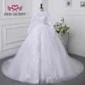 2023 New Arab Muslim Wedding Dress White Color Ball Gown Plus Size Lace Appliques With Beading Bride Dresses For Women WX0327. 