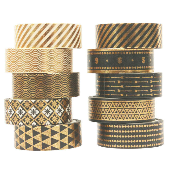 10 Rolls Foil Washi Tape Set Paper Scrapbooking Adhesive