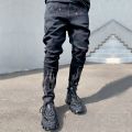 2023 Men's Ripped Hot Drill Jeans Skinny Jeans Black Stretch Denim Pencil Pants MAN Denim Street Punk Slim Fit Biker Trousers. 