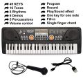 61 Keys electric piano keyboard with microphone and bandstand. 